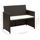 2-personers havesofa med hynder brun polyrattan