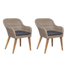 havestole med hynder 2 stk. polyrattan brun