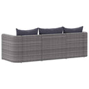 havesofasæt i 3 dele med hynder polyrattan grå