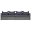 havesofasæt i 4 dele med hynder polyrattan grå