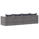 havesofasæt i 4 dele med hynder polyrattan grå