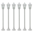 havestolpelamper 6 stk. E27 110 cm aluminium hvid