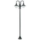 havestolpelampe E27 220 cm aluminium 3 lanterner mørkegrøn