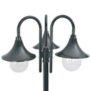 havestolpelampe E27 220 cm aluminium 3 lanterner mørkegrøn