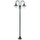 havestolpelampe E27 220 cm aluminium 2 lanterner mørkegrøn