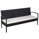 haveloungesæt 5 dele med hynder polyrattan sort