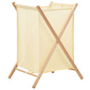 vasketøjskurv cedertræ og stof beige 42 x 41 x 64 cm