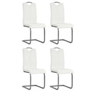 spisebordsstole med cantilever 4 stk. stof hvid