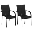 stabelbare havestole 2 stk. polyrattan sort