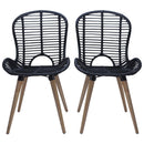 spisebordsstole 2 stk. naturlig rattan sort