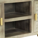 tv-skab massivt mangotræ med messing 110 x 30 x 48 cm grå