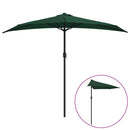 balkonparasol med aluminumsstang grøn 270 x 144 cm halv