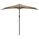 balkonparasol med aluminumsstang gråbrun 270 x 144 cm halv