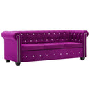3-personers chesterfieldsofa fløjlsbeklædning 199 x 75 x 72 cm lilla