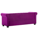 3-personers chesterfieldsofa fløjlsbeklædning 199 x 75 x 72 cm lilla