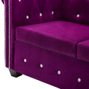 3-personers chesterfieldsofa fløjlsbeklædning 199 x 75 x 72 cm lilla
