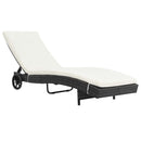 liggestol med hynde og hjul polyrattan sort