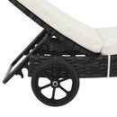 liggestol med hynde og hjul polyrattan sort