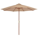parasol 300 cm træstang gråbrun
