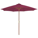 parasol 300 cm træstang bordeauxrød