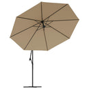 hængeparasol 350 cm aluminiumstang gråbrun