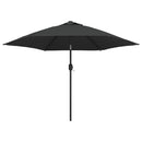 udendørs parasol med LED-lys og stålstang 300 cm antracitgrå