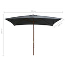 parasol 200x300 cm træstang antracitgrå