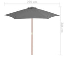 parasol 270 cm træstang antracitgrå