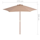 parasol 270 cm træstang gråbrun
