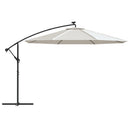 hængeparasol med LED-lys og metalstang 350 cm sandfarvet