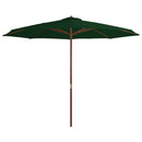 udendørs parasol med træstang 350 cm grøn