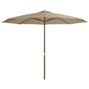 udendørs parasol med træstang 350 cm gråbrun