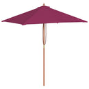 parasol 150x200 cm træstang bordeauxrød