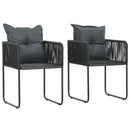 havestole 2 stk. med puder polyrattan sort