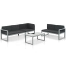 loungesæt 3 dele med hynder aluminium sort