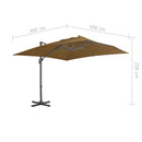 hængeparasol 300x300 cm aluminiumsstang gråbrun