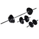 vægtstang- og squat-stativ med vægtstang- og håndvægtsæt 30,5kg