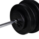 træningsbænk med vægtstativ, vægtstang- og håndvægtsæt 60,5 kg