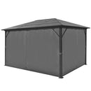 pavillon med gardin antracitgrå 400 x 300 cm aluminium
