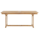 udendørs spisebordssæt 9 dele 180-280x100x75 cm massivt teak
