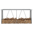 brændeskur til haven galvaniseret stål 330x84x152 cm grå