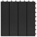 Terrasse Flise 11 pcs Sort 30 x 30 cm WPC