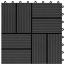 Terrasse Flise 11 pcs Sort 30 x 30 cm WPC