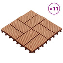 Terrasse Flise 11 pcs Teaktræ 30 x 30 cm WPC