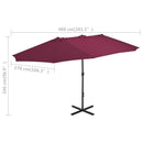 parasol 460x270 cm aluminiumsstang bordeauxrød
