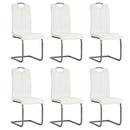 spisebordsstole med cantilever 6 stk. stof hvid