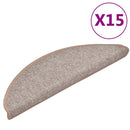 trappemåtter 15 stk. 56x17x3 cm lysebrune halvrunde