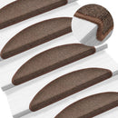 trappemåtter 15 stk. 56x17x3 cm kaffebrune halvrund
