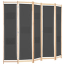5-panelers rumdeler 200 x 170 x 4 cm stof grå