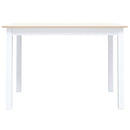 spisebord 114 x 71 x 75 cm massivt gummitræ hvid og brun